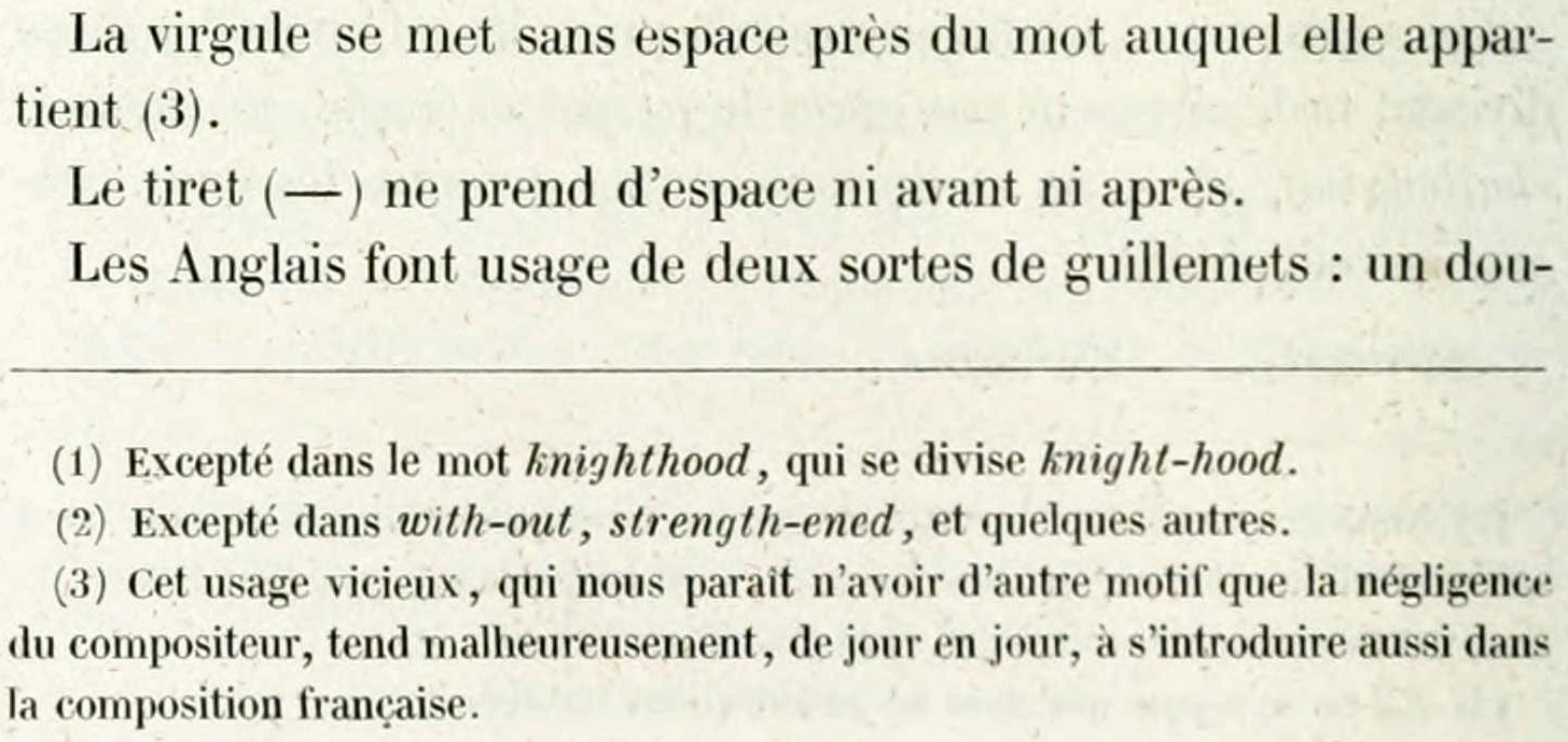 Detail from page 182 of Guide pratique du compositeur d’imprimerie, by Théotiste Lefevre (1855). From a section on English composition.